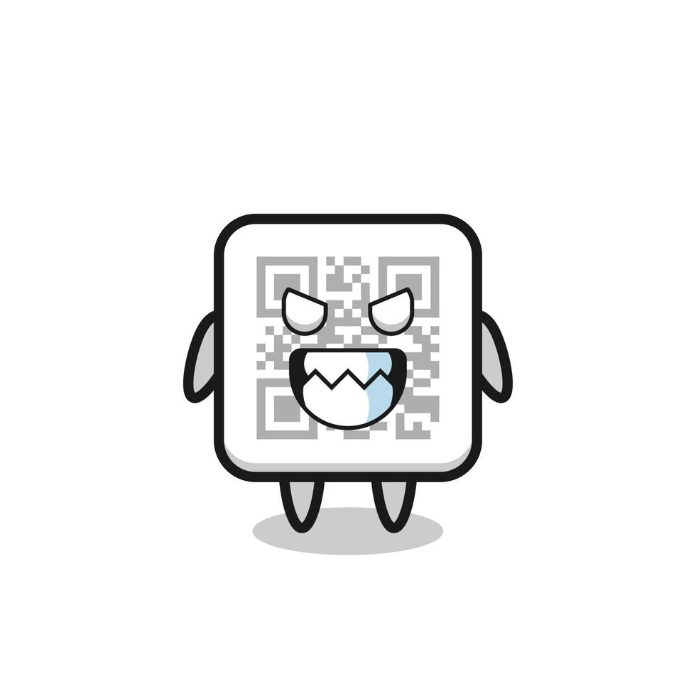 evil expression of the qr code cute mascot character vector