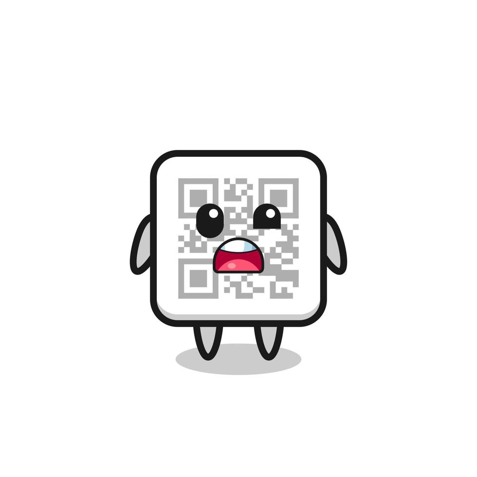 the shocked face of the cute qr code mascot vector