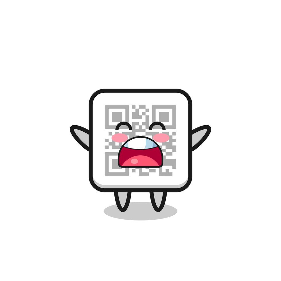 cute qr code mascot with a yawn expression vector