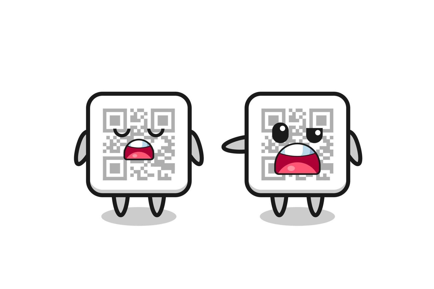 illustration of the argue between two cute qr code characters vector