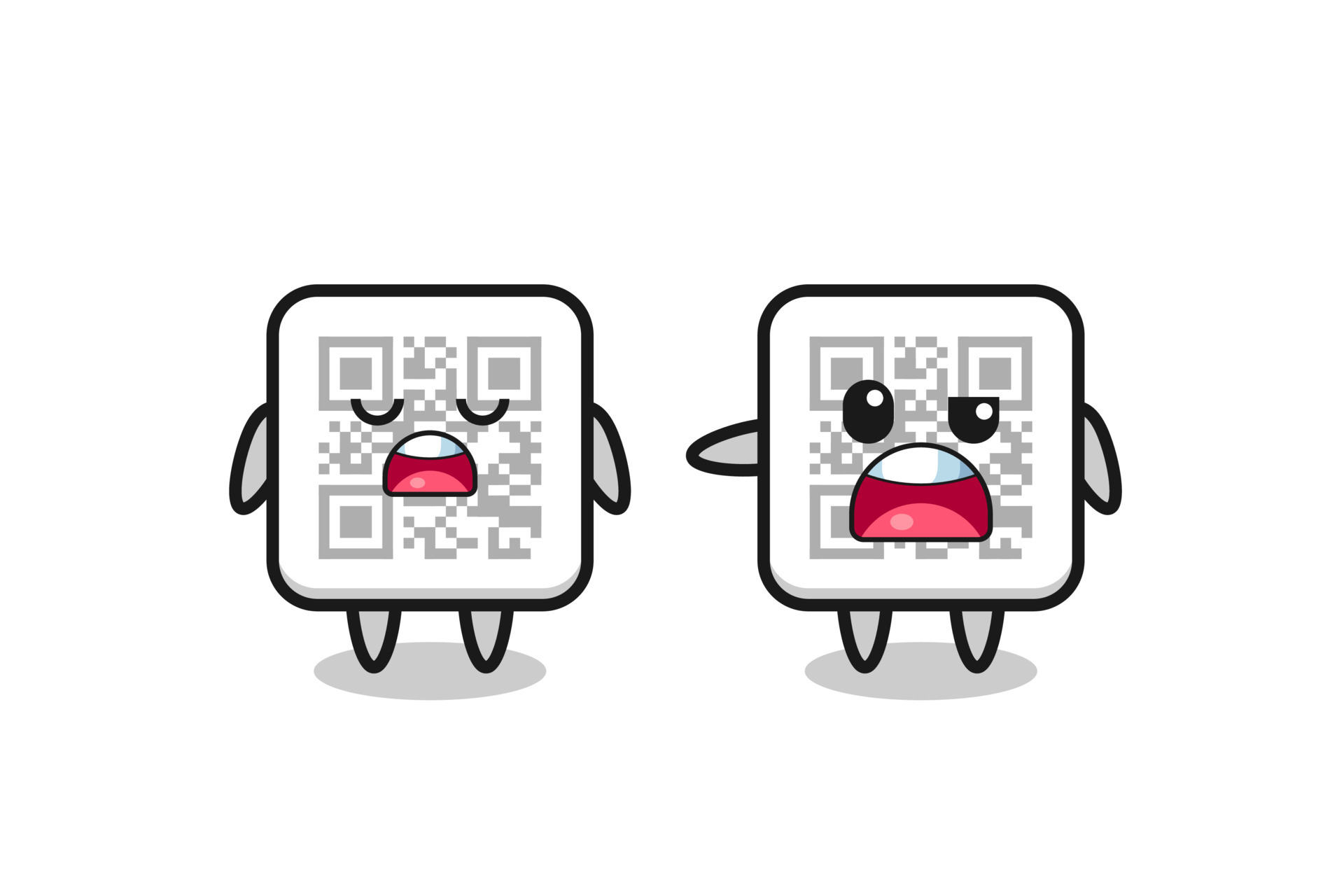 illustration of the argue between two cute qr code characters 6744896