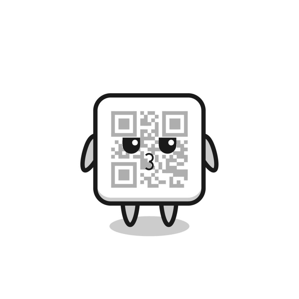 the bored expression of cute qr code characters vector