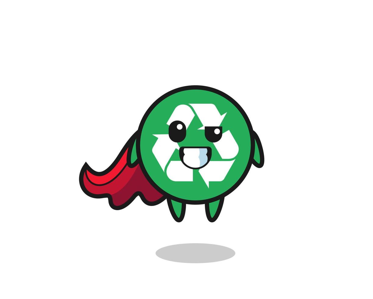 the cute recycling character as a flying superhero vector