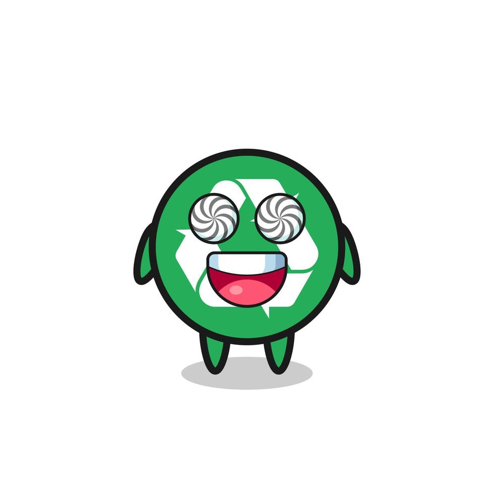 cute recycling character with hypnotized eyes vector