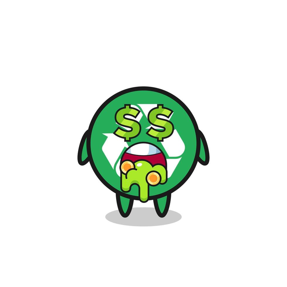 recycling character with an expression of crazy about money vector