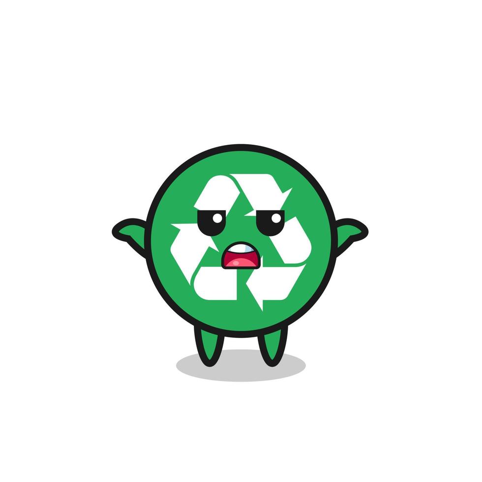 recycling mascot character saying I do not know vector