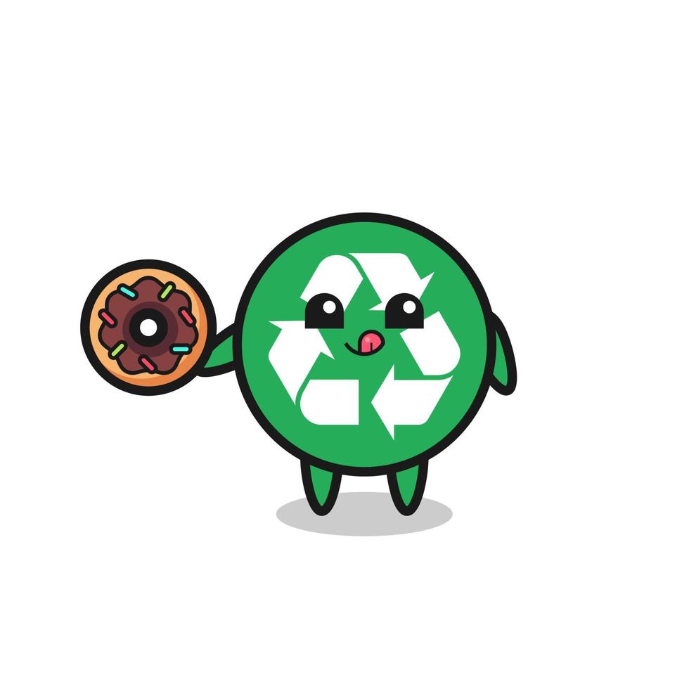 illustration of an recycling character eating a doughnut vector
