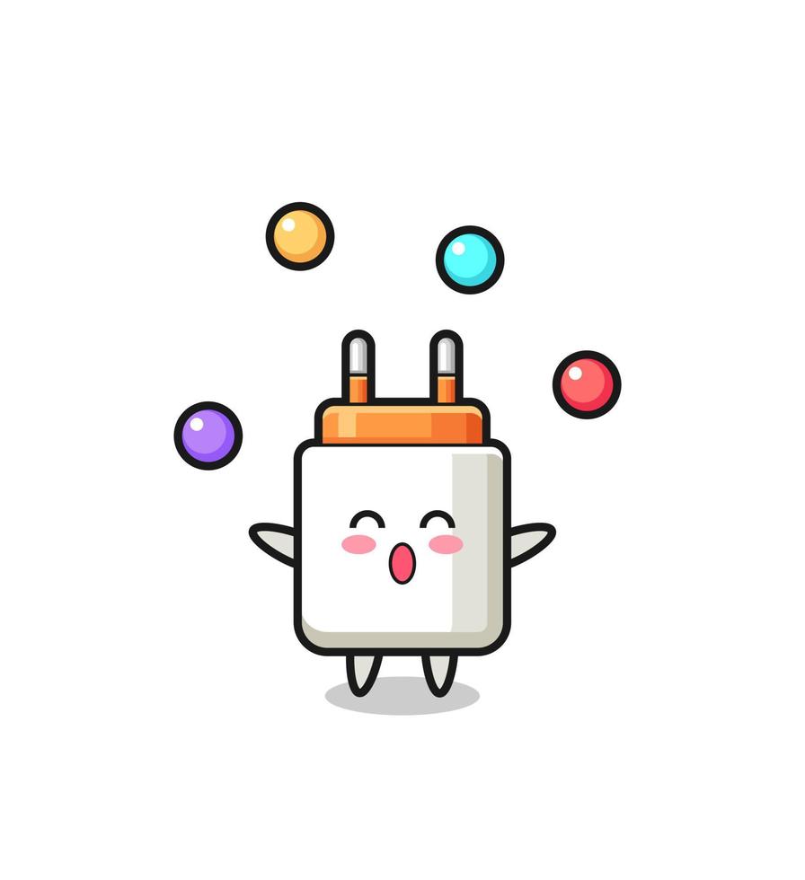 the power adapter circus cartoon juggling a ball vector
