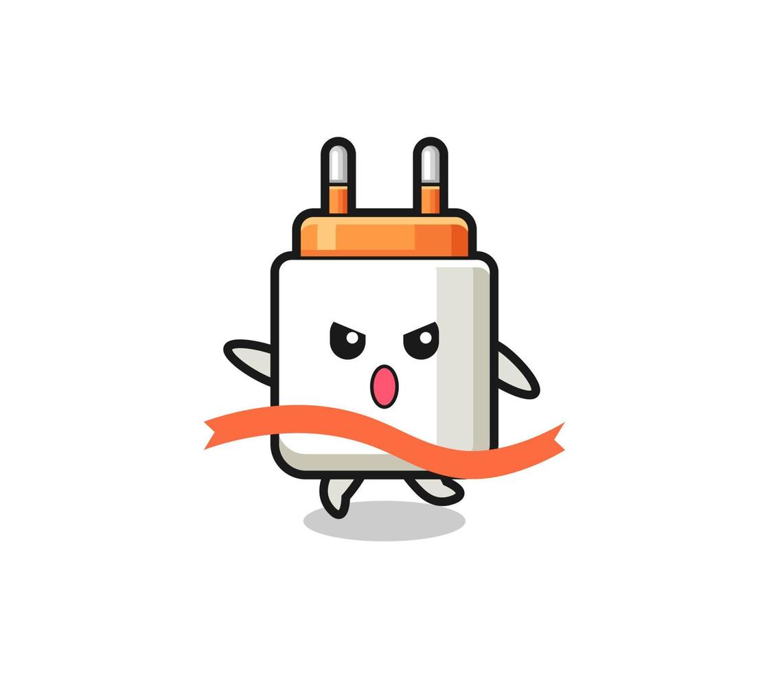 cute power adapter illustration is reaching the finish vector