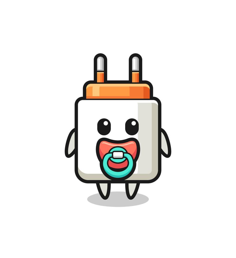 baby power adapter cartoon character with pacifier vector