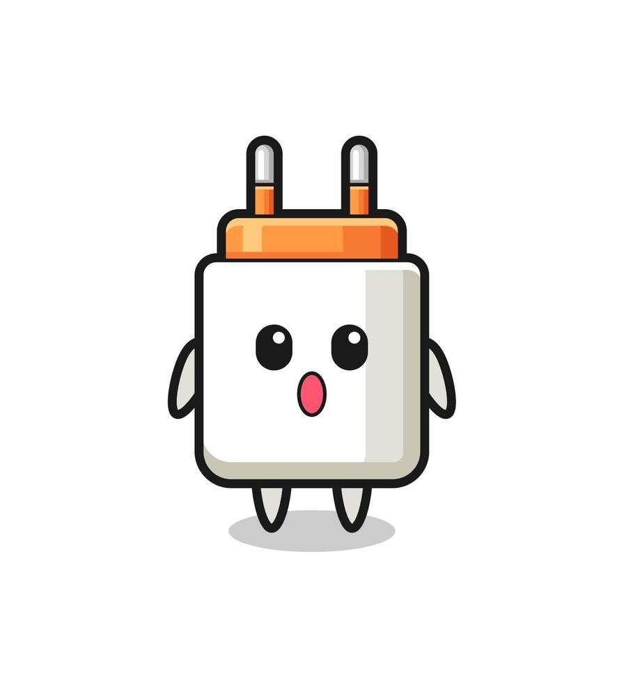 the amazed expression of the power adapter cartoon vector