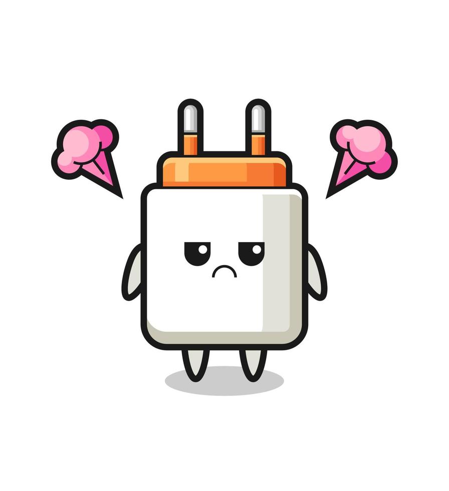 annoyed expression of the cute power adapter cartoon character vector