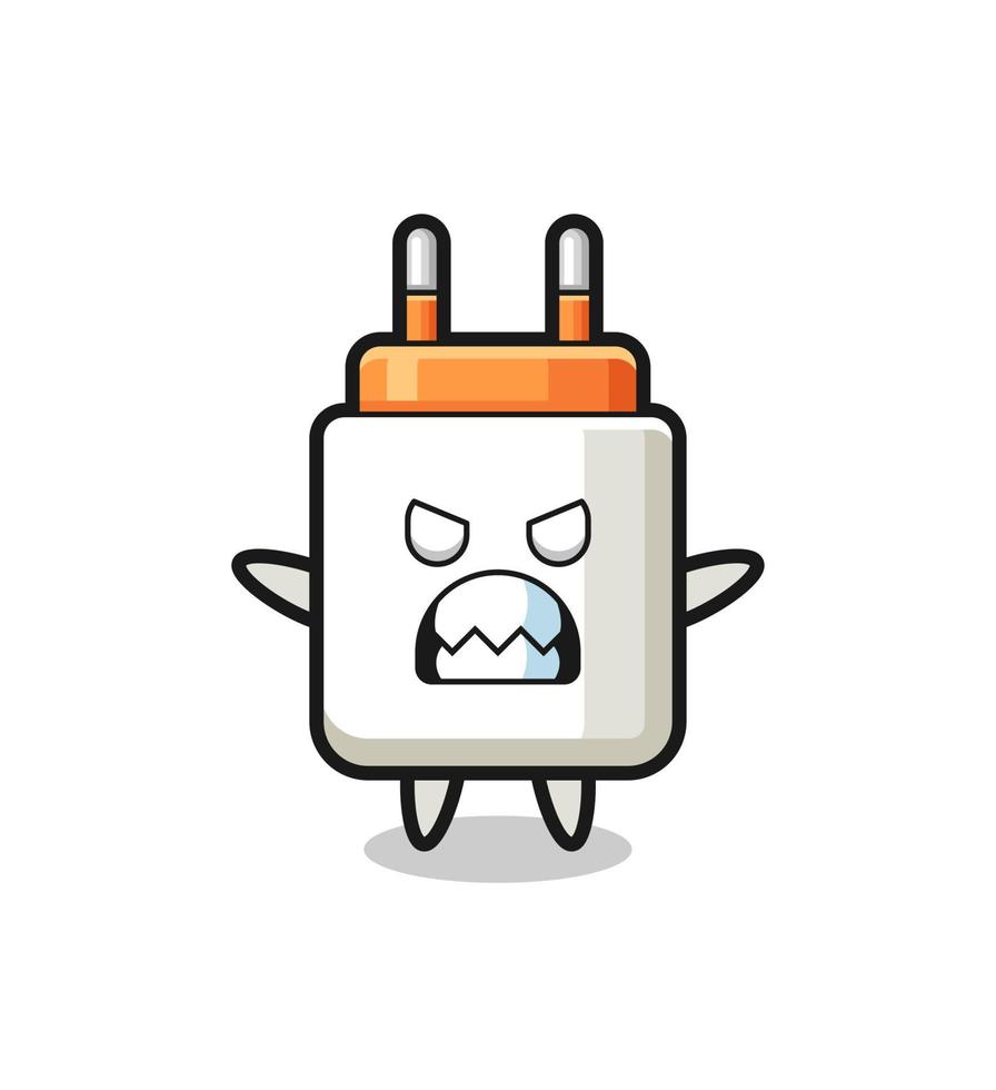 wrathful expression of the power adapter mascot character vector