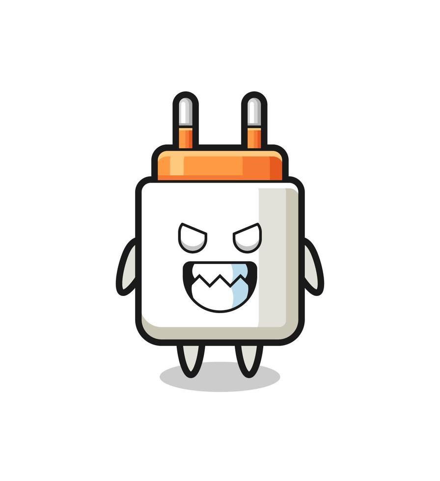 evil expression of the power adapter cute mascot character vector