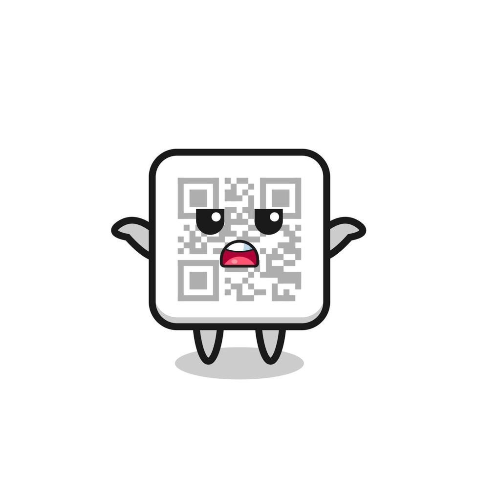 personaje de la mascota del código qr diciendo que no sé vector