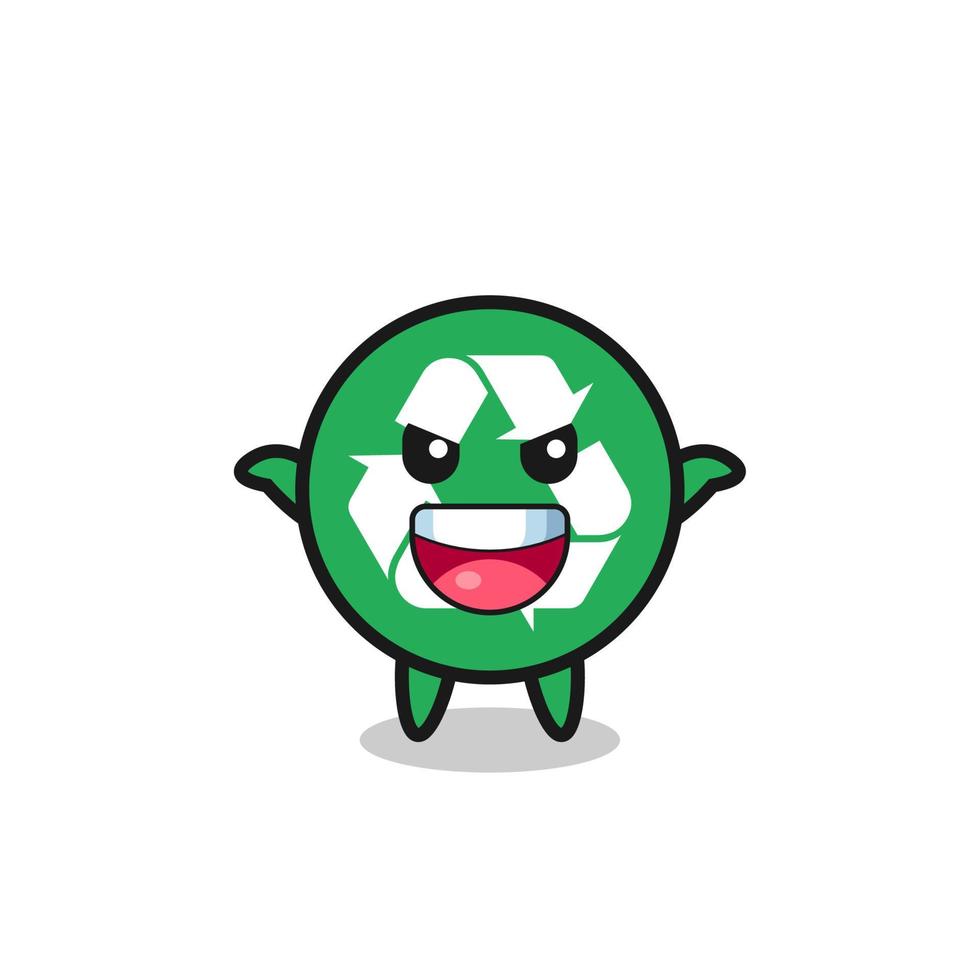 the illustration of cute recycling doing scare gesture vector