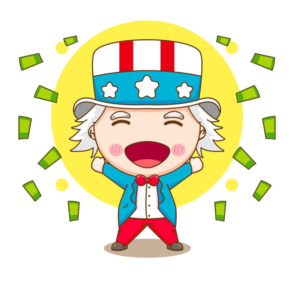 cute uncle Sam share money cartoon character vector