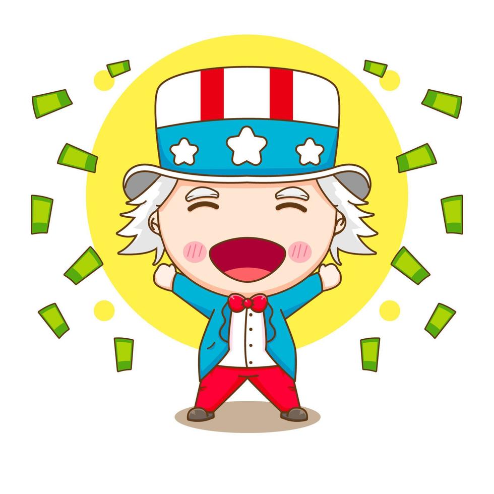 cute uncle Sam share money cartoon character vector