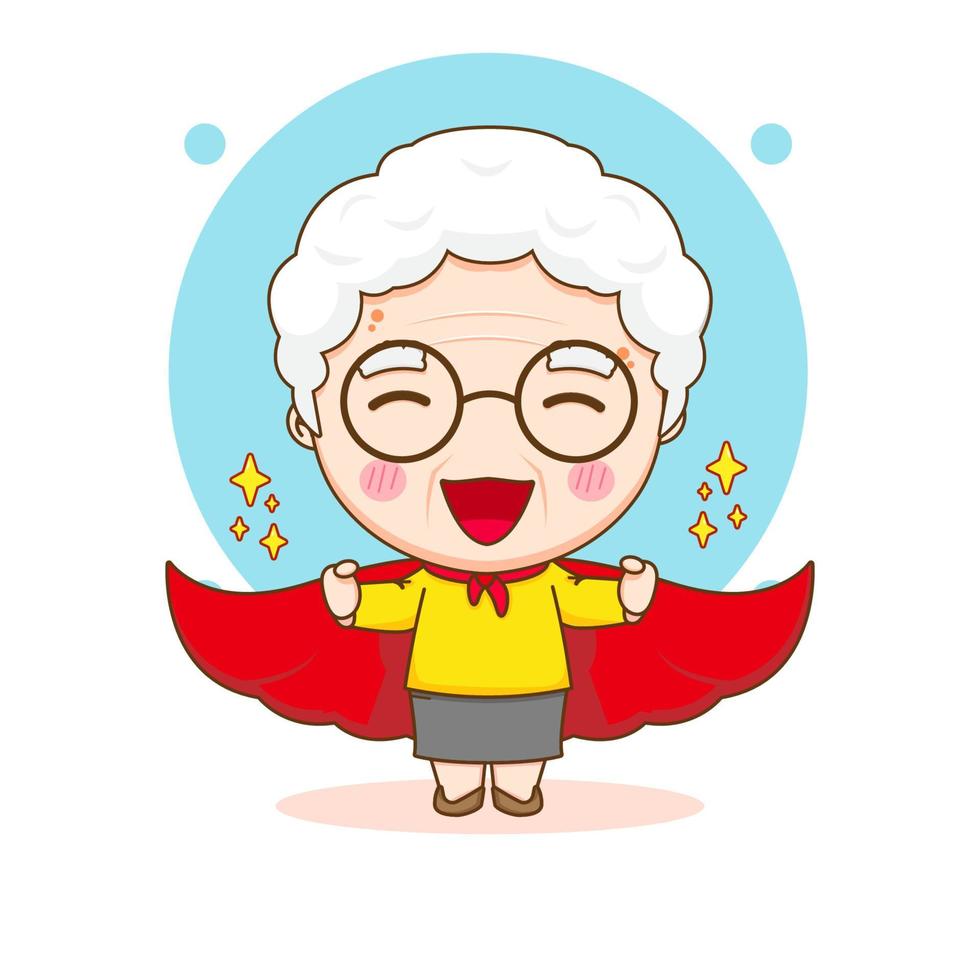 lindo héroe abuela personaje de dibujos animados vector