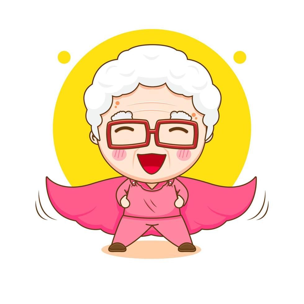 lindo héroe abuela personaje de dibujos animados vector