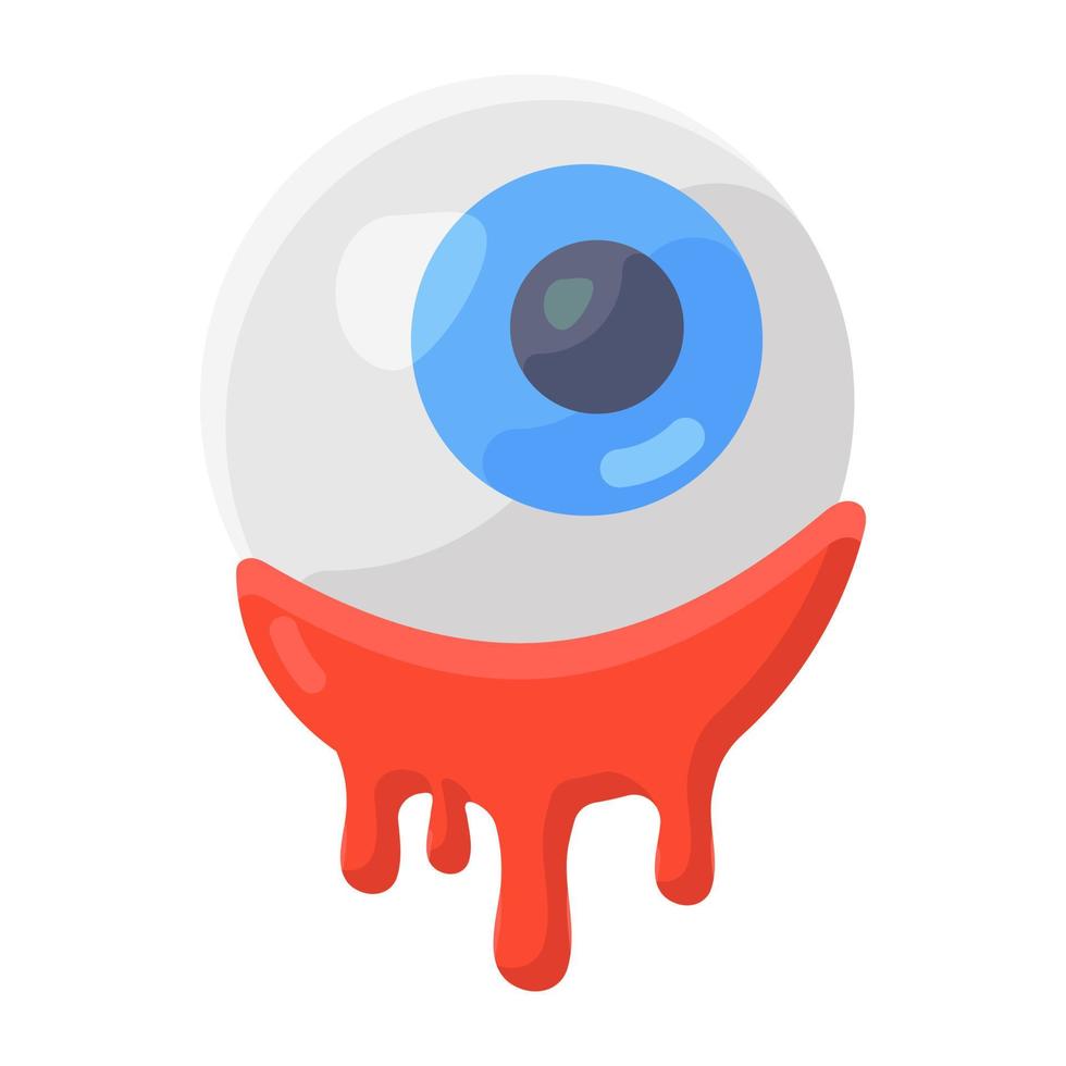 Scary and bloody eyeball, halloween theme flat icon vector