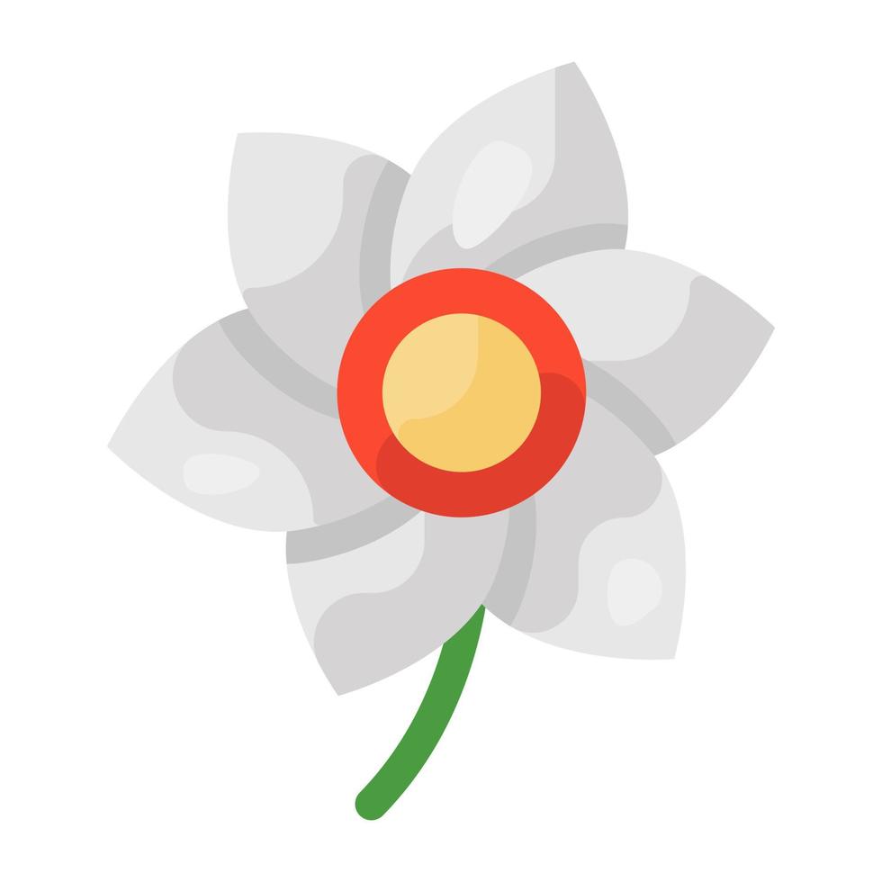 una planta con flores de primavera, icono plano de flor de narciso vector