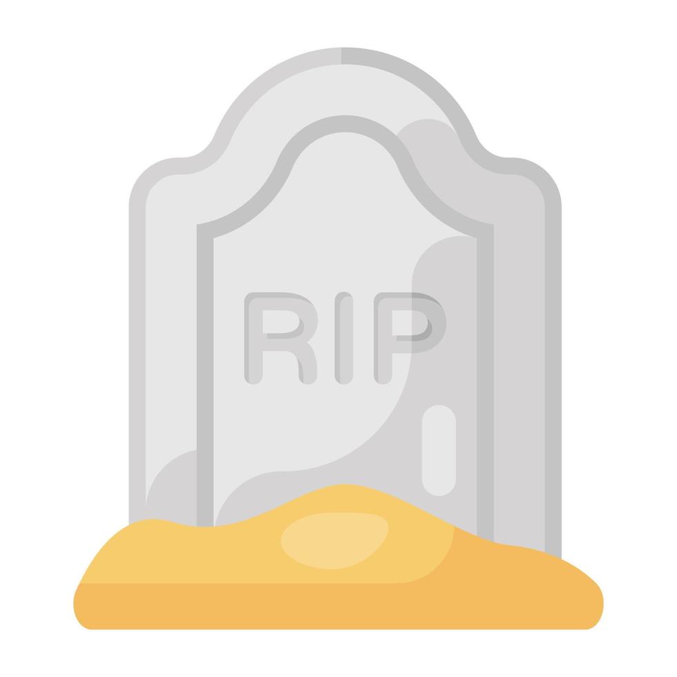 Scary graveyard in modern flat style, rip vector