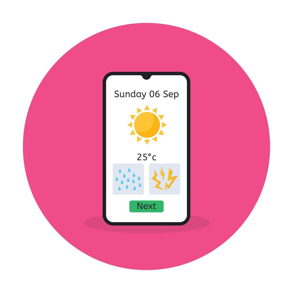 Trendy flat design of mobile weather app icon vector