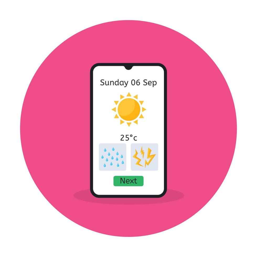 Trendy flat design of mobile weather app icon vector