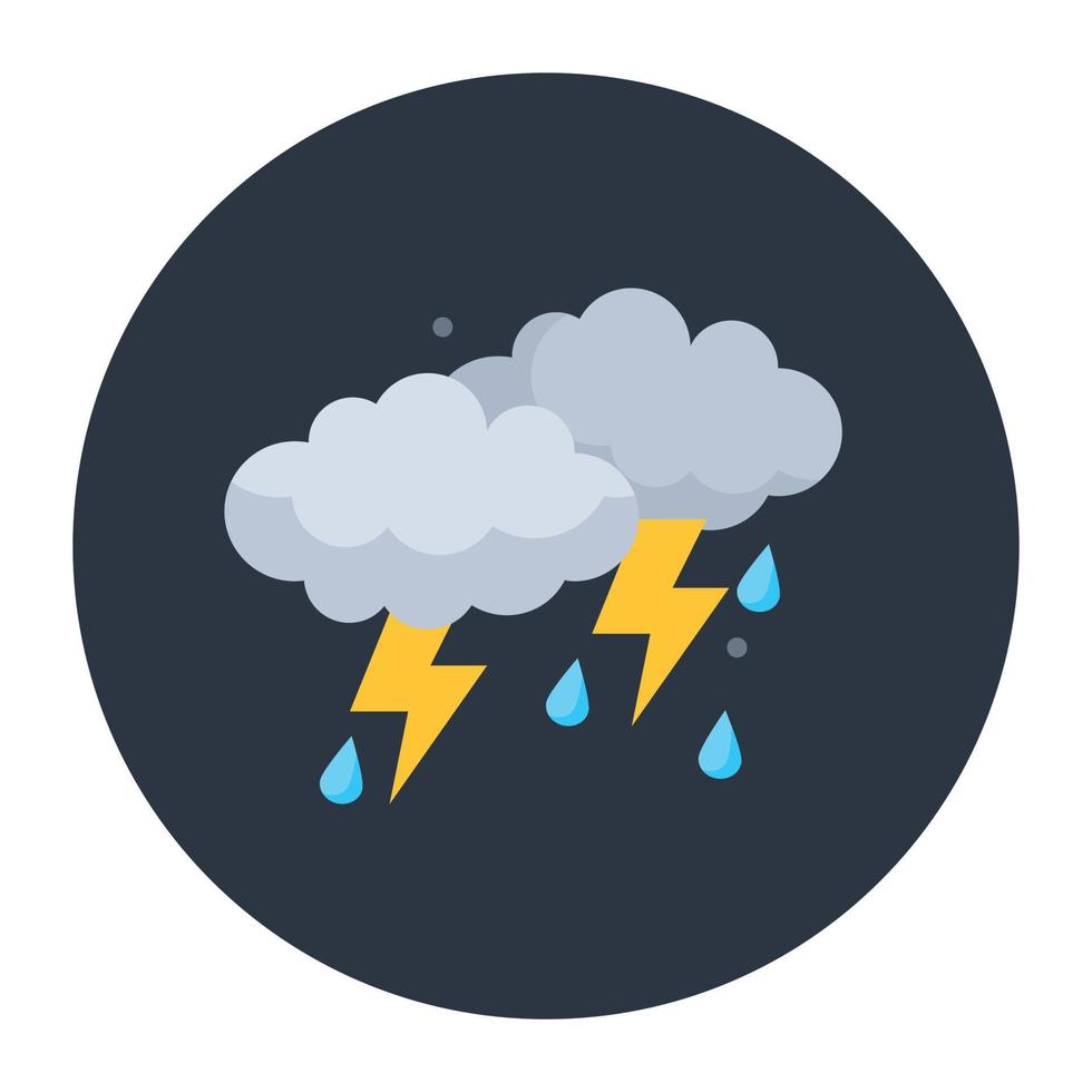 estilo plano de lluvia, icono de lluvia de nubes en estilo moderno vector