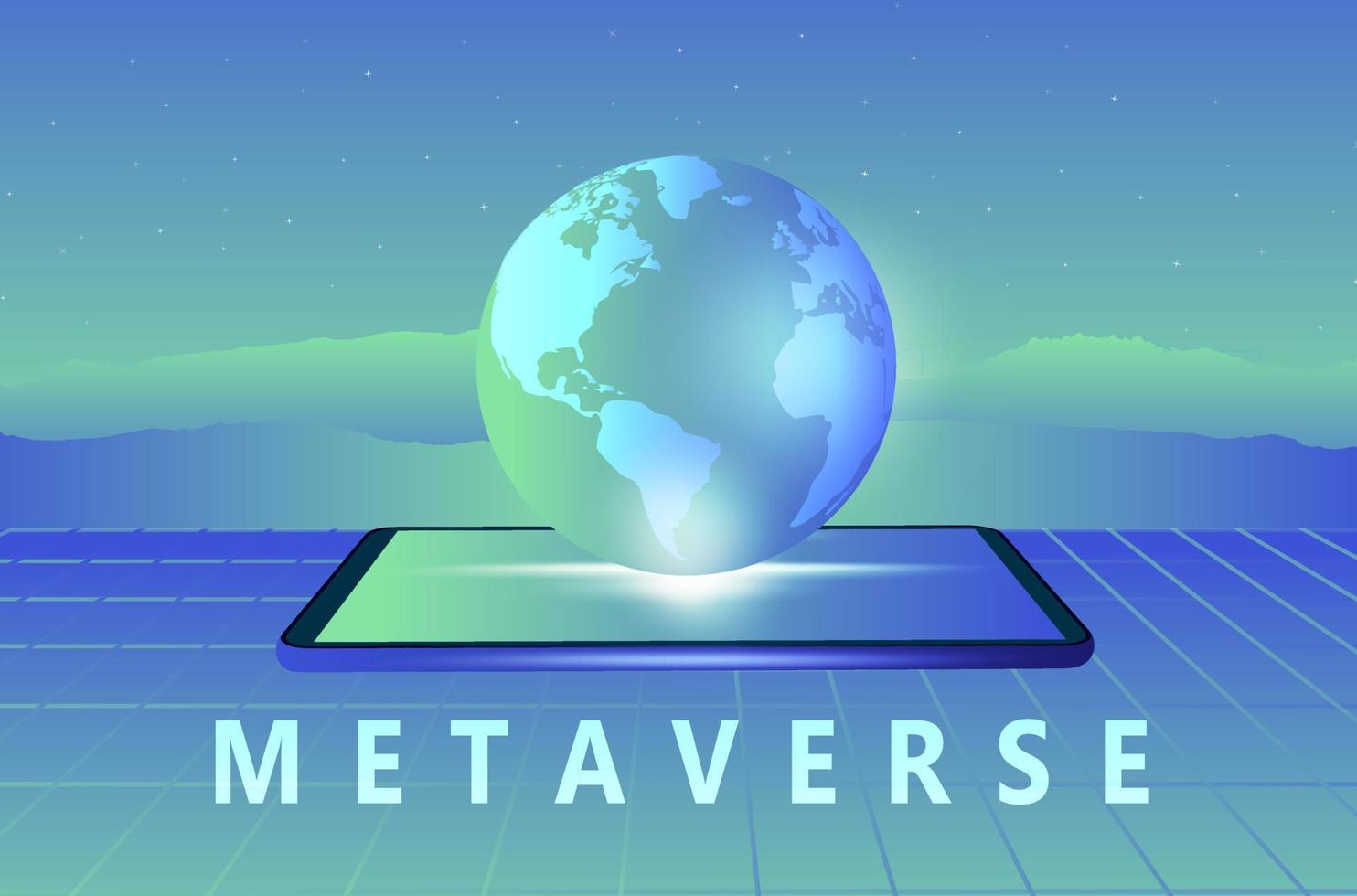 Metaverse and blockchain concept, the word Metaverse virtual reality and augmented reality technology vector illustration