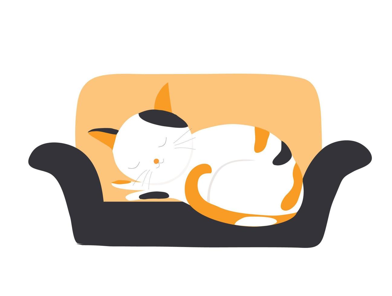 Cute cat sleeping on sofa vector illustration