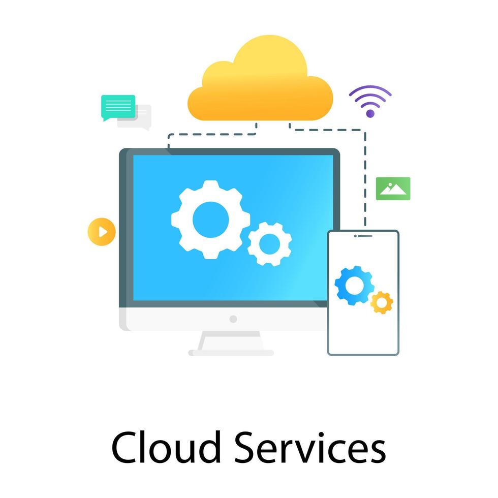 Cloud service vector in gradient editable style