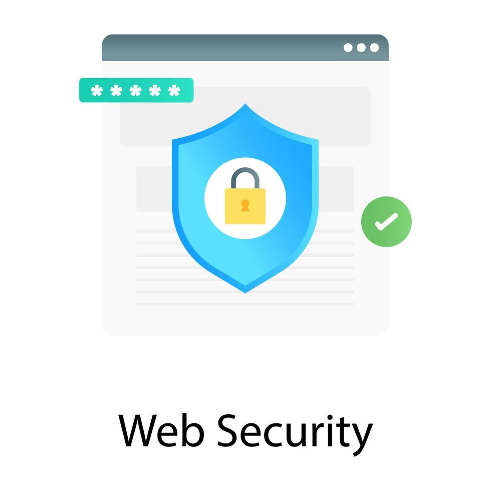 Web security gradient vector, webpage login with security shield vector