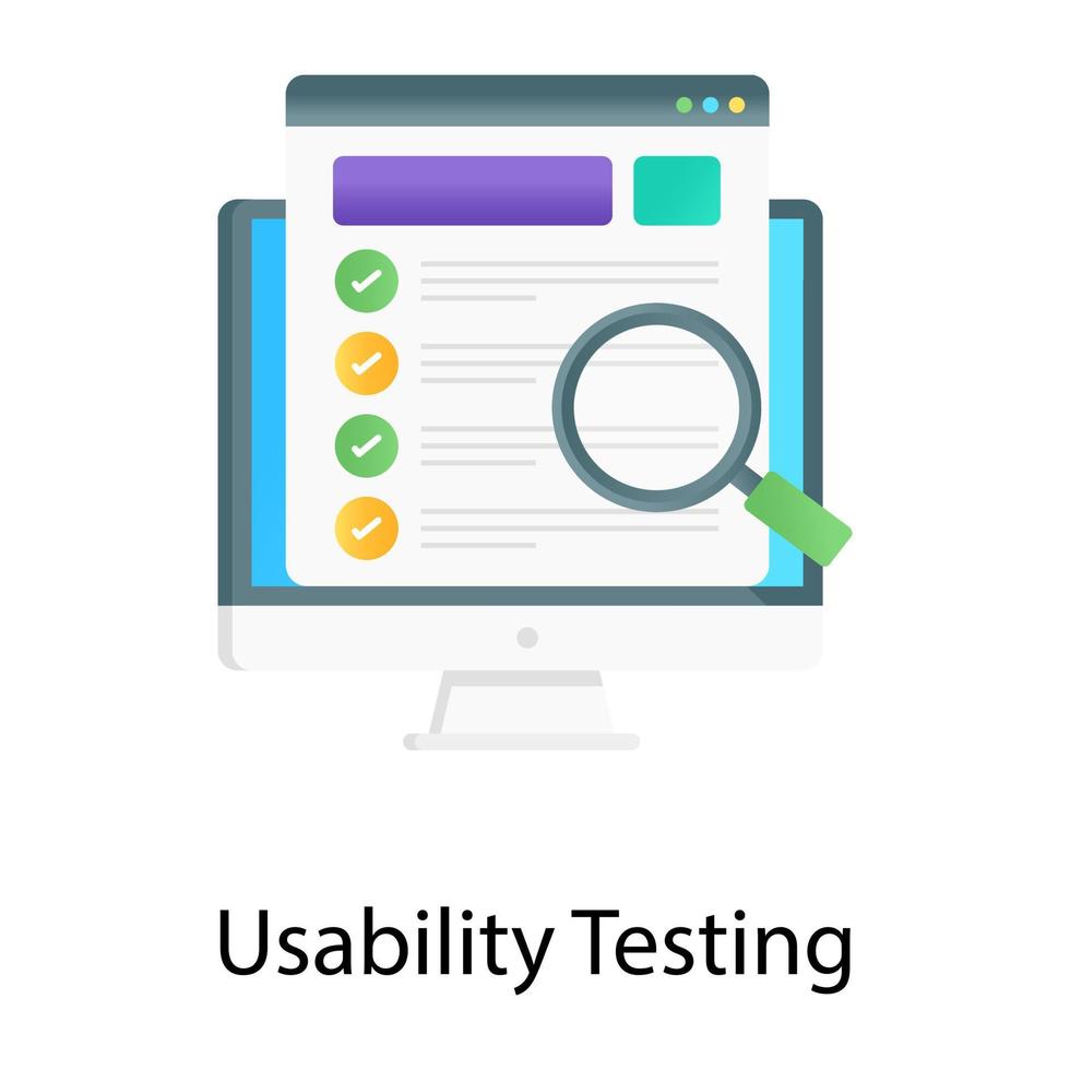 Usability testing concept in gradient style, content searching vector