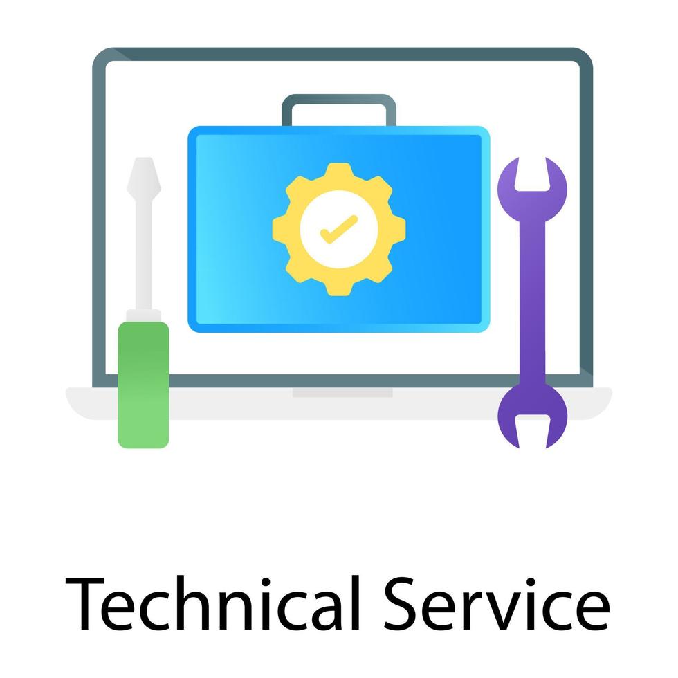 Website repairing concept, gradient vector of technical service