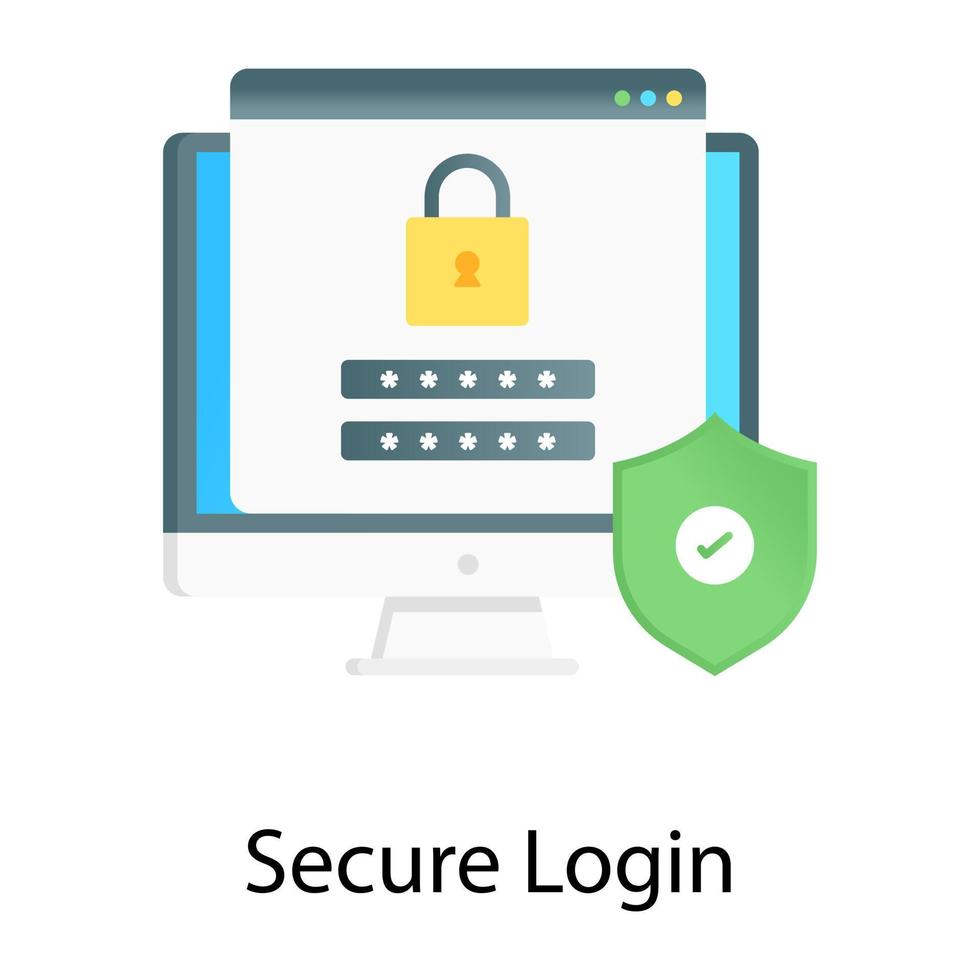 Secure login gradient vector, web page with security shield vector