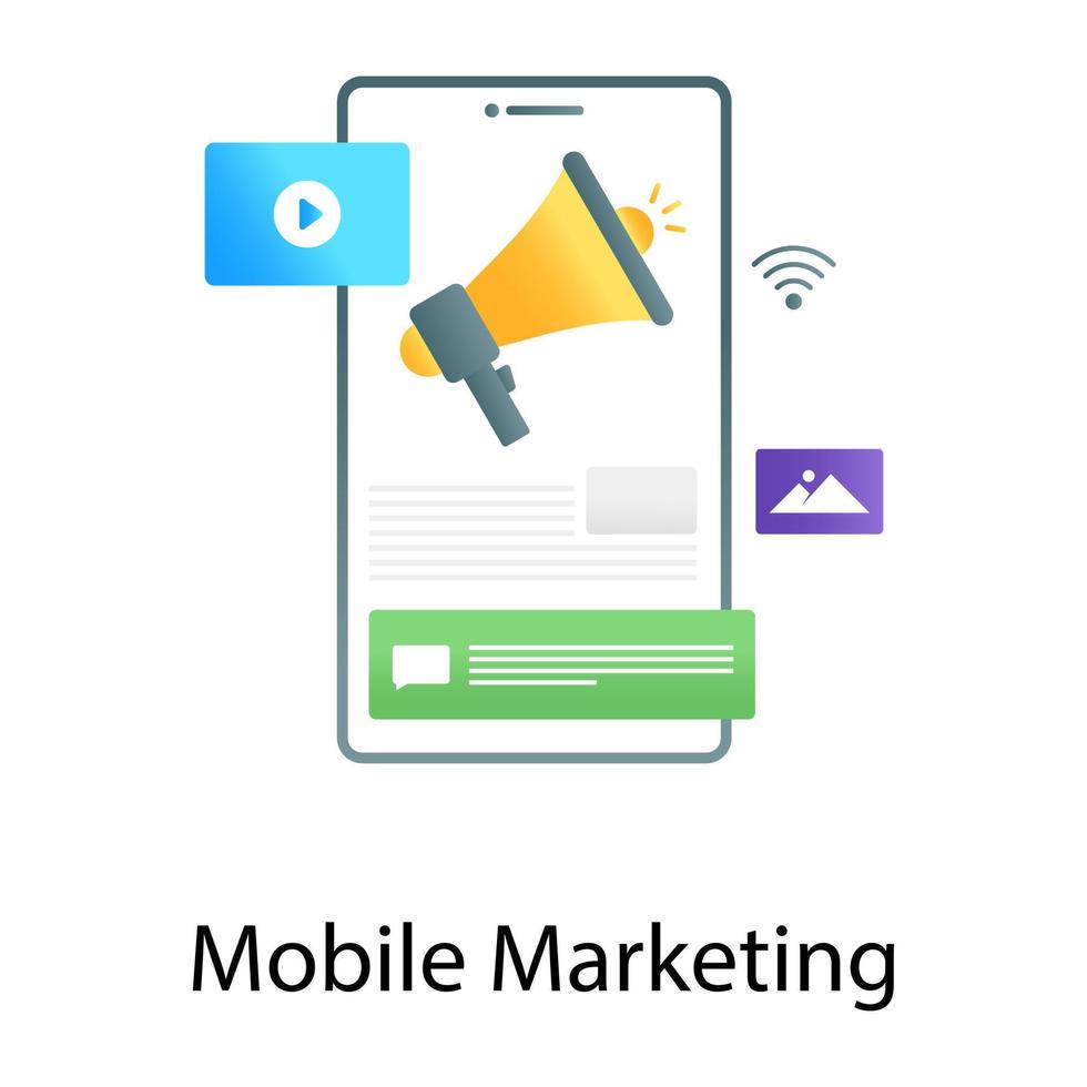 Promotional app, gradient vector of mobile marketing