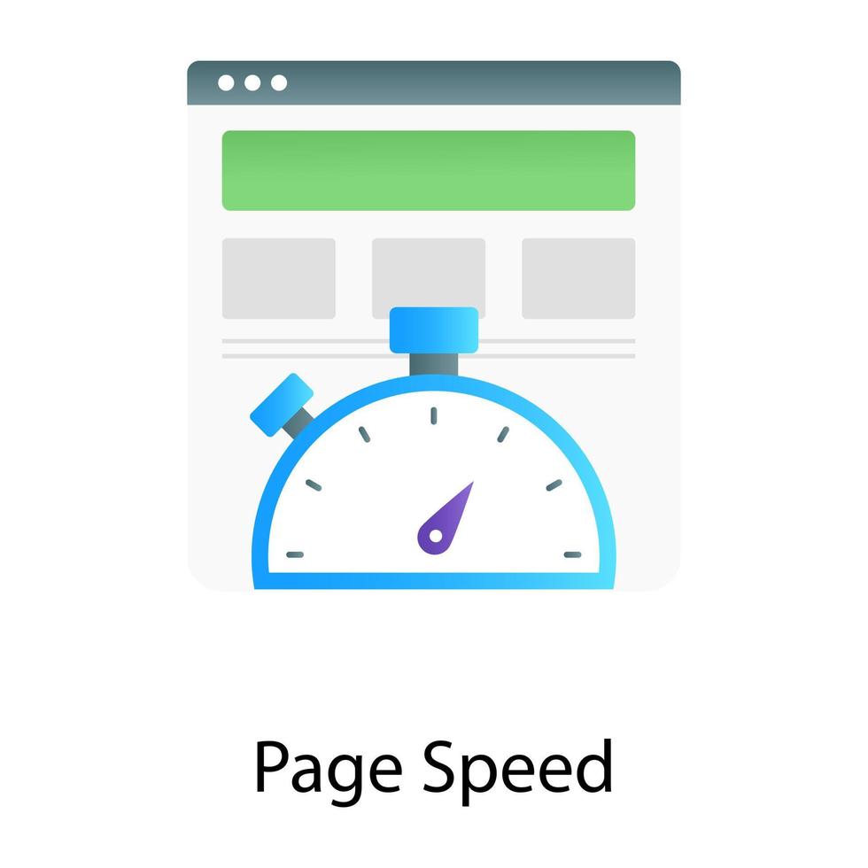 Page speed test vector in gradient design, speedometer inside website