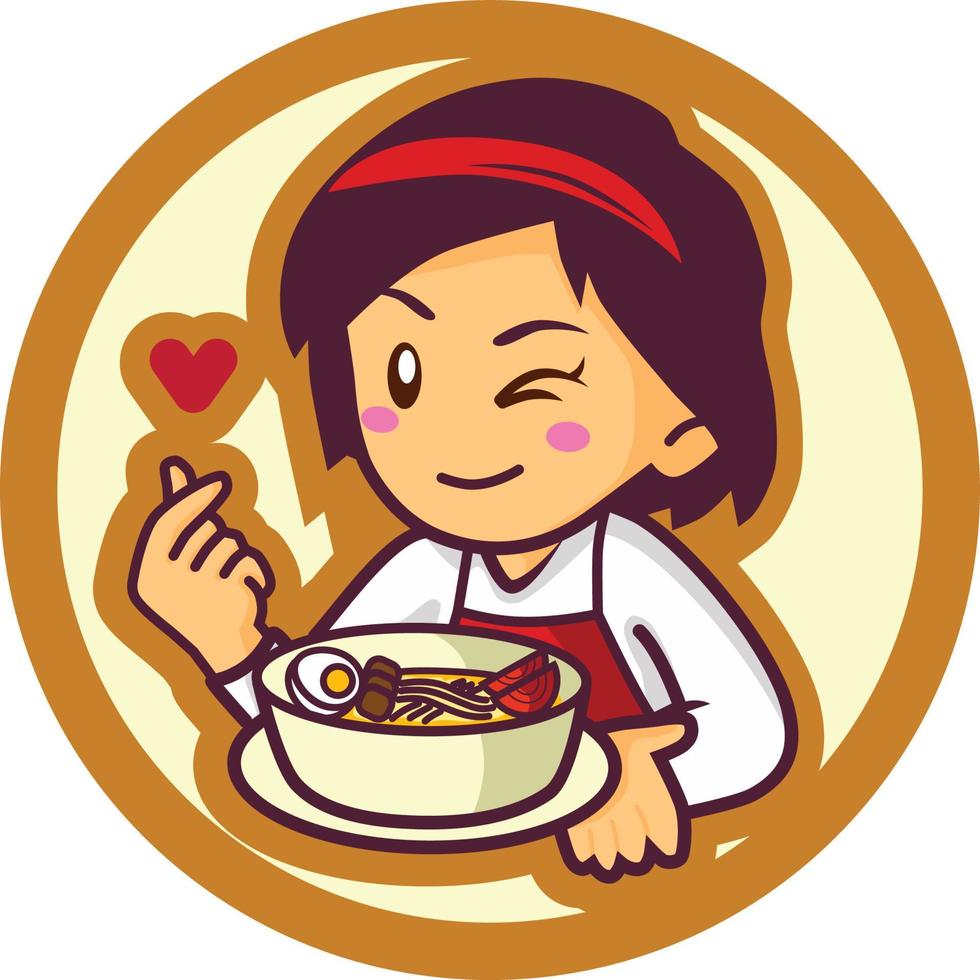 logotipo de la mascota de la mujer del resto de la sopa de soto vector