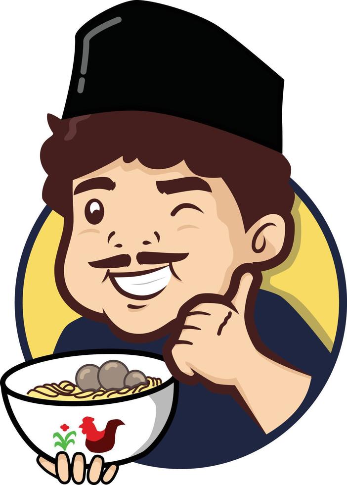 bakso albóndiga resto hombre mascota logo vector