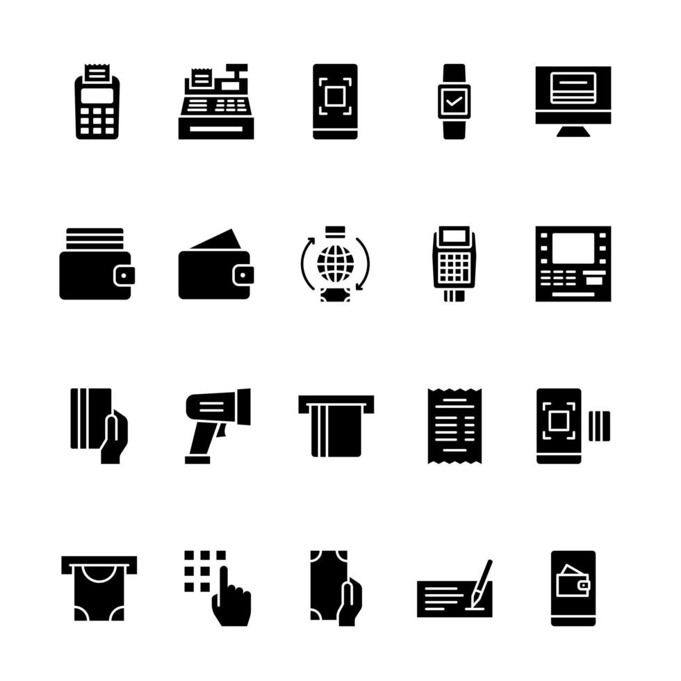 Pos System glyph icon set vector