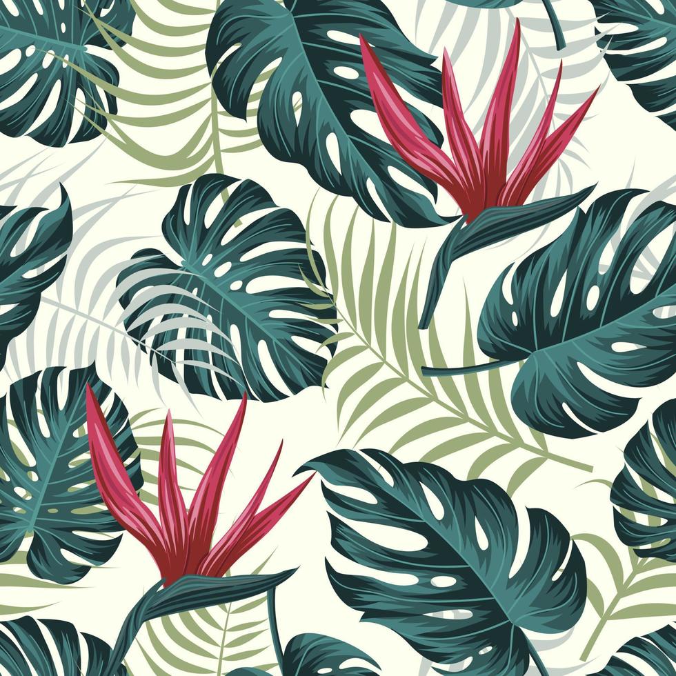 Floral seamless pattern with leaves. tropical background vector