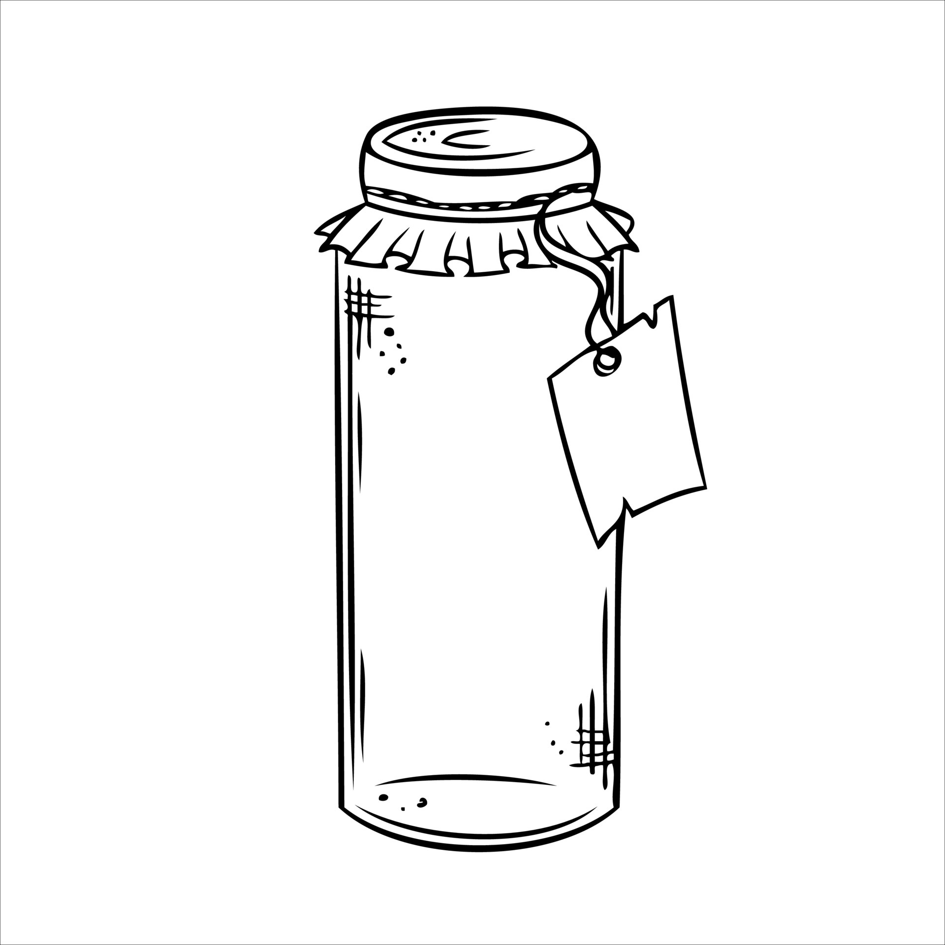 Isolated vector bottle. Line art empty transparent glass vial, bottle