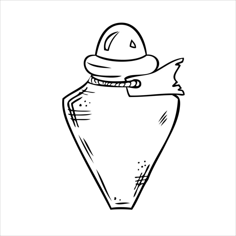 Isolated vector bottle. Line art empty transparent glass vial, bottle, jar