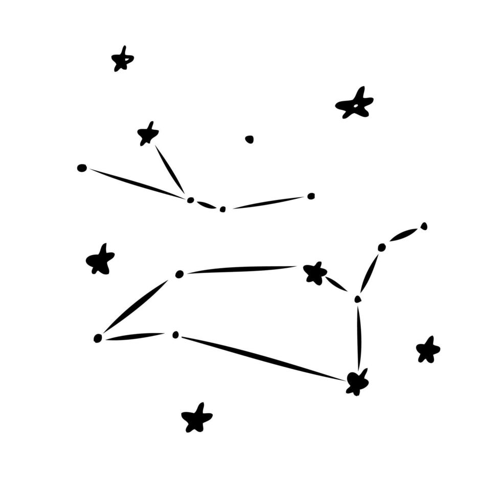 símbolos esotéricos de la estrella. signos celestiales. ilustración vectorial en estilo dibujado a mano vector