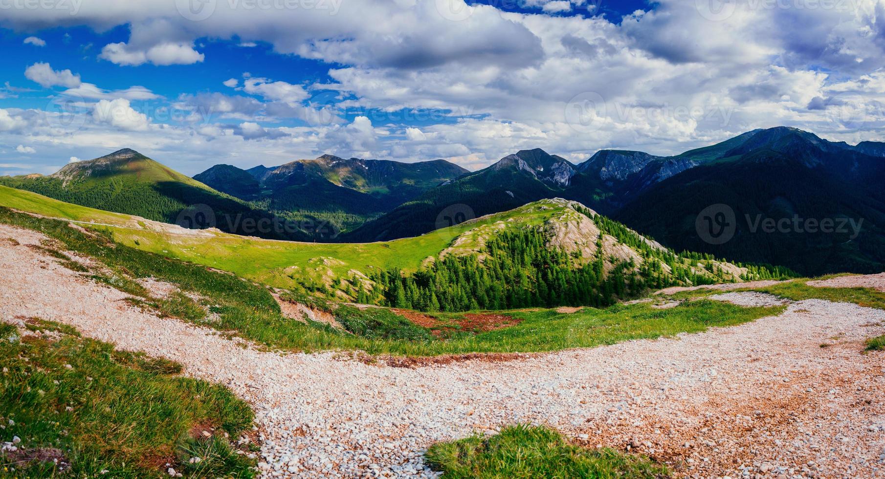 Mountain peaks covered with snow photo