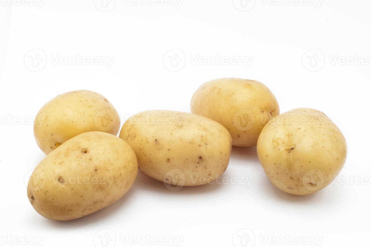 Quality of potatoes erou.  isolated on white background photo