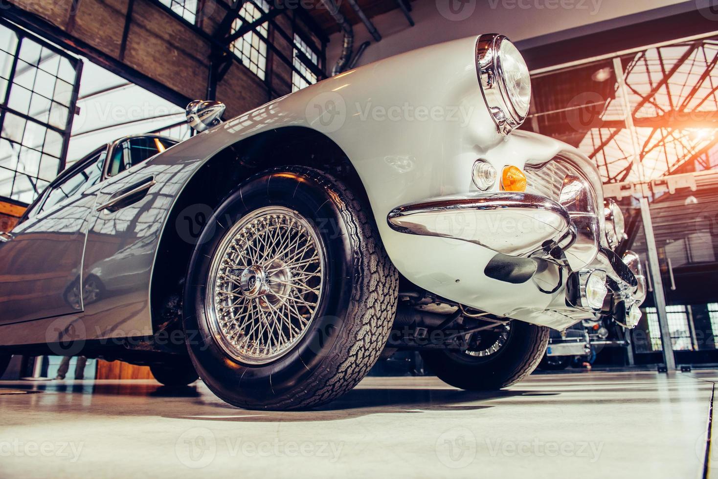 vintage transport retro car. Beautiful Exhibition photo