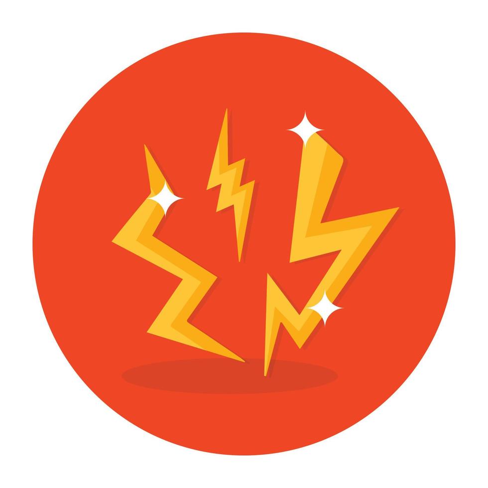 Flat rounded icon of lightning bolts vector design